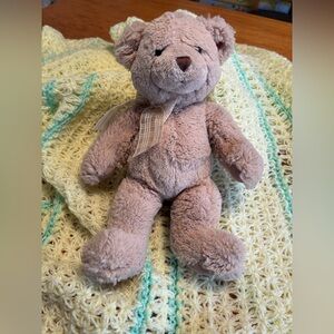 GUND ELSTON TAN 10" TEDDY BEAR WITH BOW STUFFED PLUSH TOY